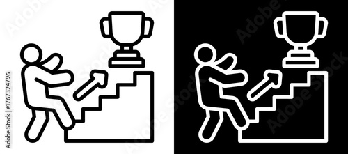 Reach Your Goals Icon Set In Black And White Filled Style Collection