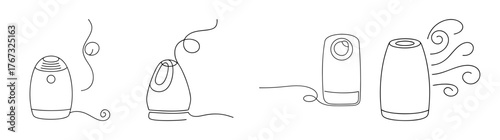 Air purifier device showing clean air flow and filter replacement guide