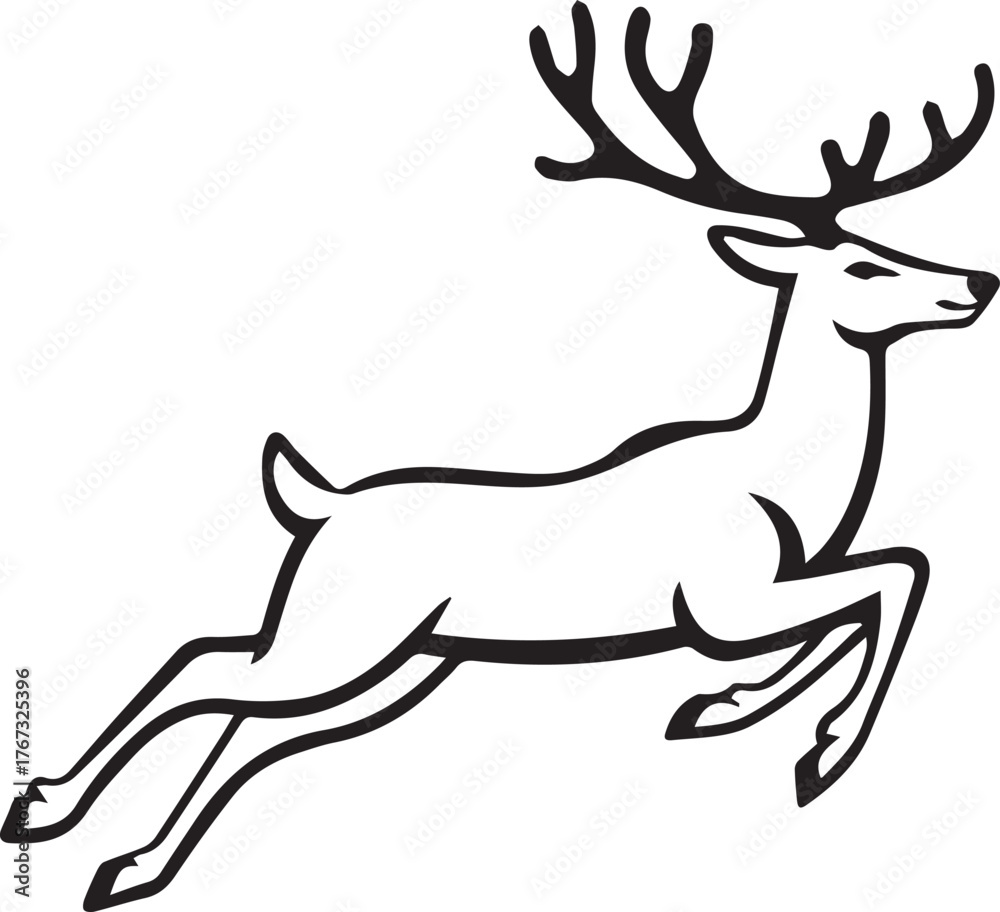 Fototapeta premium Vector art of black deer leaping