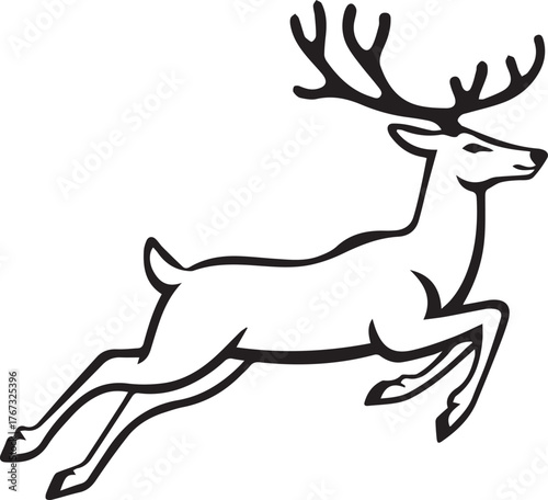 Vector art of black deer leaping