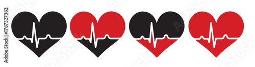 Heart Red and Black ECG sing symbol 