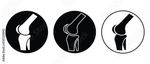 Knee joint icon, Bone joint icon vector. SIlhouette of joint pain icon, symbol design. Anatomy vector illustration. Side view of Anatomy of the knee joint.