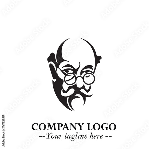 Intelligent Head of Professor Logo Symbol in Black on White Background with Modern Minimalist Design