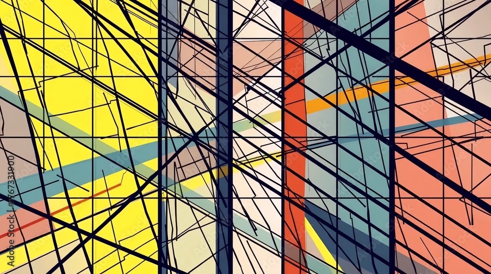 Fototapeta premium Crossing Blue Stage Lights on Dark Background