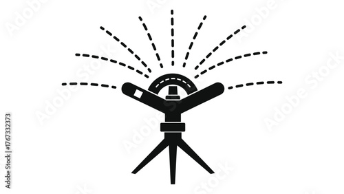 Illustration of a lawn sprinkler on, ideal for garden and landscape design projects
