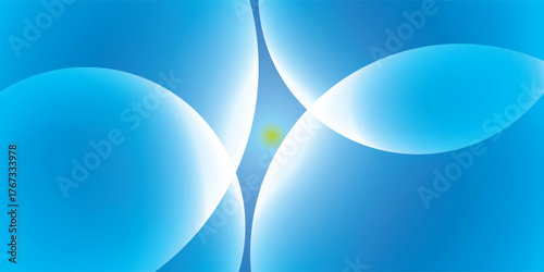 Dynamic abstract pattern showcasing luminous blue and white translucent overlapping spheres, with a subtle green dot at the core.122222