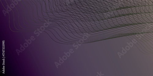 A gradient background transitions from deep purple to grey, featuring textured lines and subtle details. The compositions creates a sense of depth.