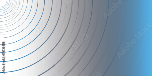 Abstract image featuring concentric circular lines with a gradient effect, creating a sense of depth and movement. The lines are gray and the background is blue.