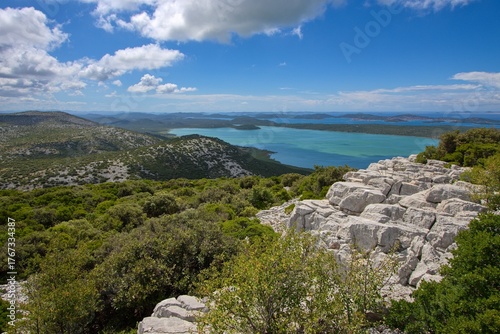 Kamenjak hill - view to Vrana lake (Vransko jezero), Radašinovci, Zadar, Croatia
