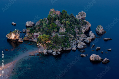 View of Isola Bella in Sicily, Italy