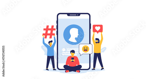 Social Media Engagement - People Interacting with Online Content on a Smartphone.