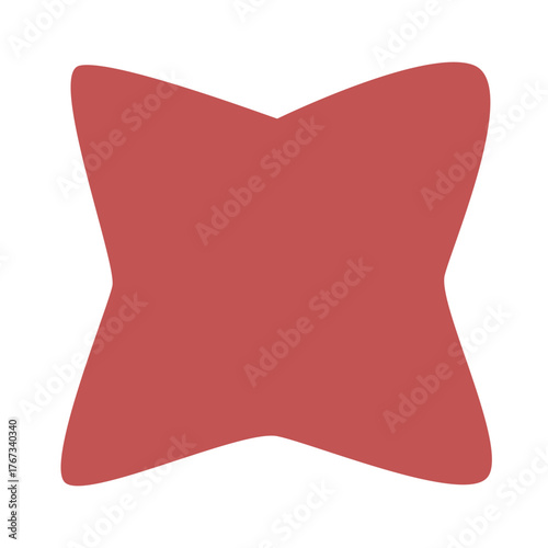 Flat red bowtie 2D vector shape, unique geometric element for creative design, branding, or decorative accents in digital projects.

