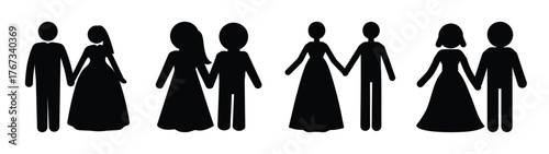 Diverse couple silhouettes holding hands celebrating love and union