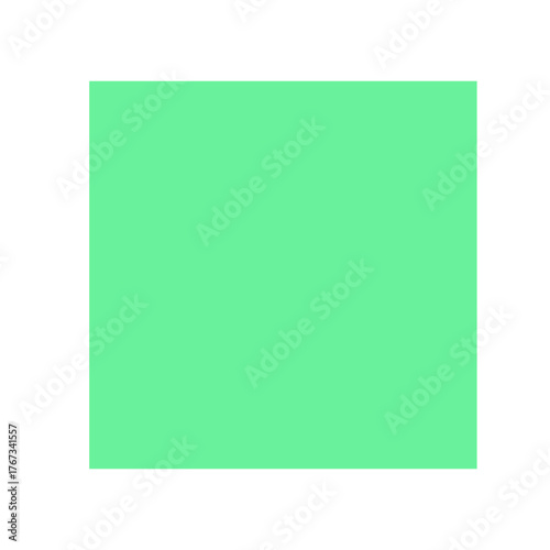 Flat green square 2D vector shape, balanced geometric form for icons, grids, or foundational elements in modern design.

