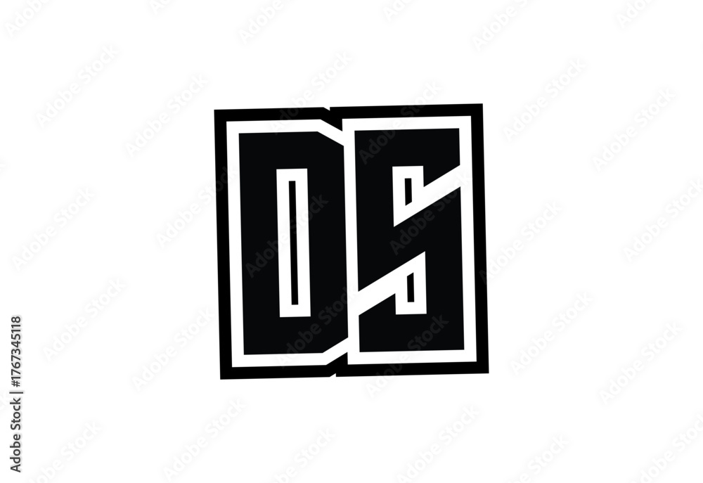 Fototapeta premium DS Modern Monogram Logo Design with Bold Geometric Shape and Minimal Frame.