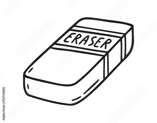 school element eraser icon doodle hand drawn. Outline line drawing clipart symbol 
