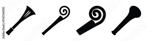 Four party horns celebration fun fiesta noise makers blowouts festive decorations