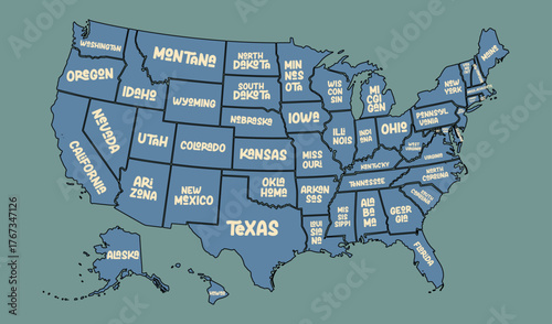 United States Map Illustration Educational Travel and Geography Concept