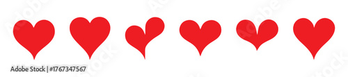 Red heart icons set vector