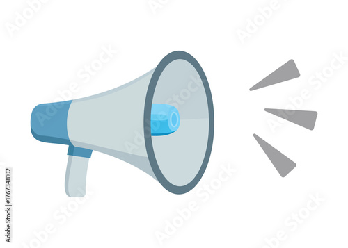 Blue and white megaphone illustration