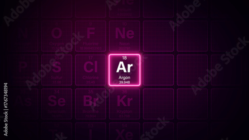 Modern periodic table element Argon illustration