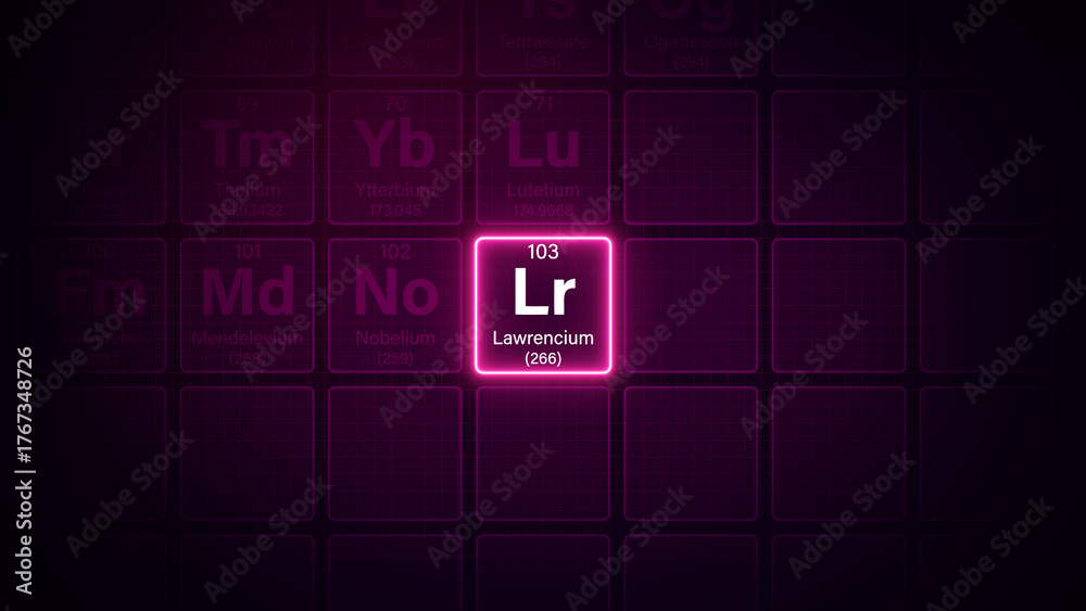 Obraz premium Modern periodic table element Lawrencium illustration