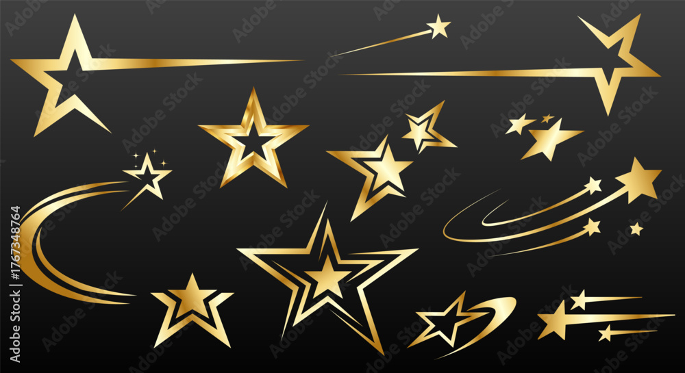 Obraz premium Gold star logo icon set. golden stars logo icon with modern style. vector