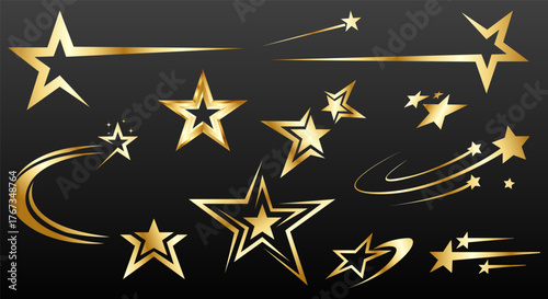 Gold star logo icon set. golden stars logo icon with modern style. vector