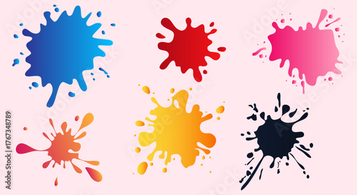 set of Splater paint with gradient colors. vector