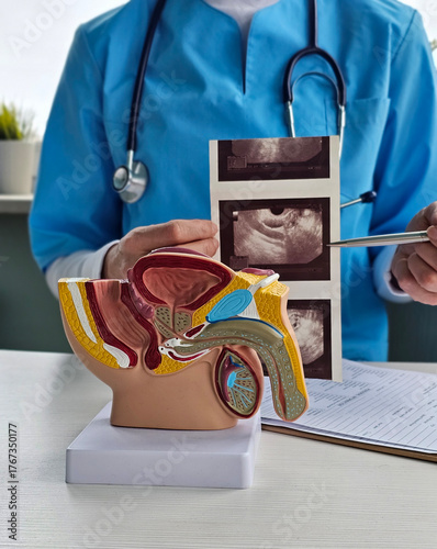 Penile ultrasound. Ultrasound diagnostics for men health and potency concept