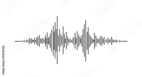An abstract sound wave graphic shows a symmetrical seismic wave pattern.