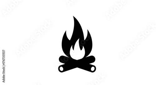 A stylized illustration of a campfire on a white background.