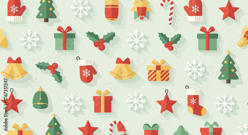 Festive Christmas pattern design perfect for holiday cards, wrapping paper, and seasonal promotions adding a touch of joyful charm to your creative projects