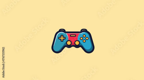 A colorful game controller icon in a flat design