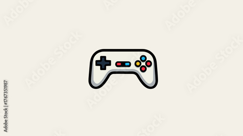 A modern flat design icon of a video game controller