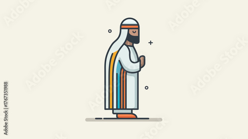 A man in Ihram attire performing prayer during Hajj