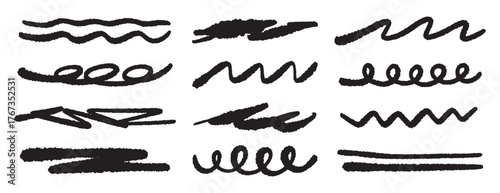 Hand drawn underline strokes decorative design art pattern texture line accent