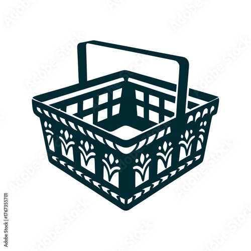 Empty Decorative Shopping Basket Icon Illustration A purple shopping basket interior appears empty and simple