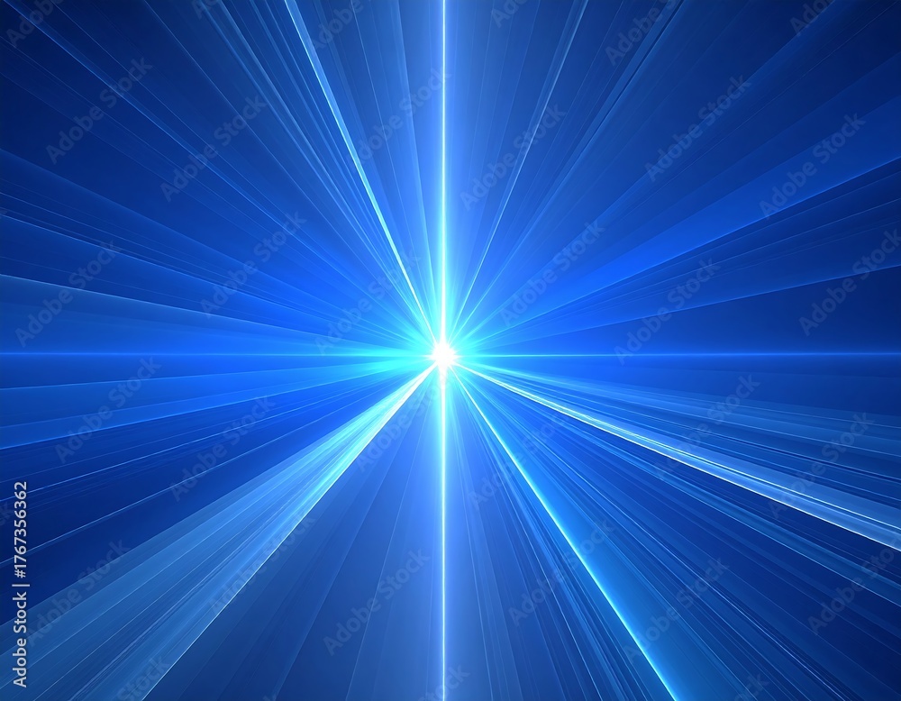 Fototapeta premium Bright blue light rays radiating from central point