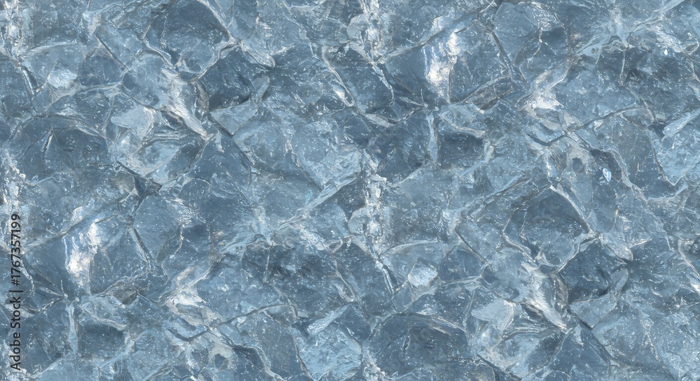 Fototapeta premium An ice texture crystalline pieces with light reflections