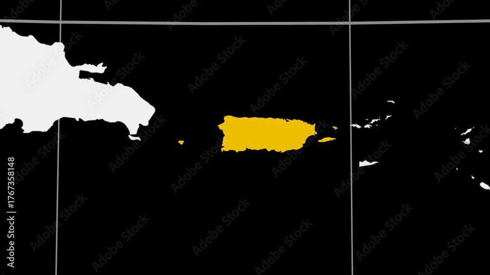 Puerto Rico Adobe Puerto Rico map. Animated zoom into the country on the Globe in Black ...