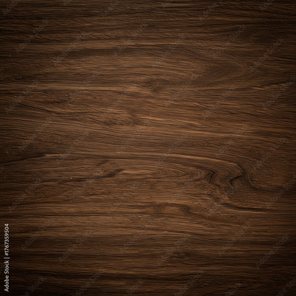 Fototapeta premium Rich dark brown wood plank surface texture with natural grain and knots