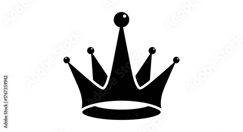 A simple black silhouette of a crown with points on a white background.