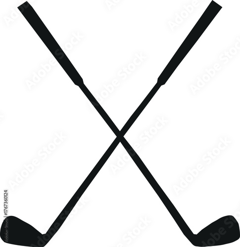 Minimal crossed golf clubs icon isolated on white background