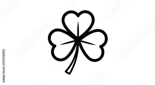 A simple black and white outline of a shamrock clover symbol.