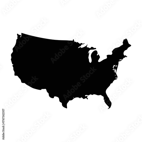 Black silhouette map of the united states of america