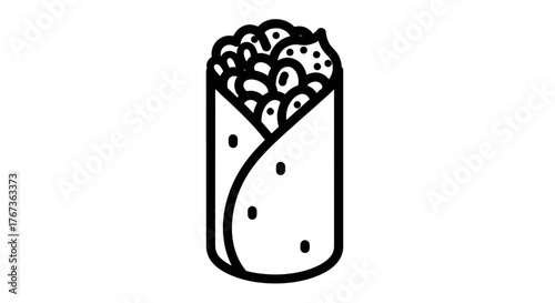 Burrito icon illustration delicious food Mexican cuisine tasty meal restaurant menu.