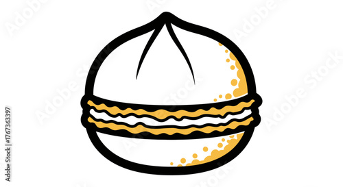 Cartoon illustration of a delicious and appetizing sweet dessert pastry.