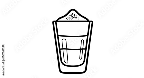 Cocktail Glass with Powdered Topping and Liquid Inside.