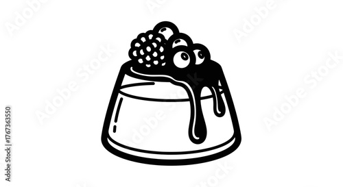 Delicious dessert with berries and chocolate sauce sweet treat.